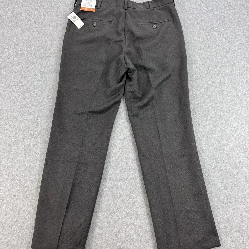 Van Heusen Traveler Dress Pants Mens 32x29 Gray Slim Premium Non Iron NEW $60